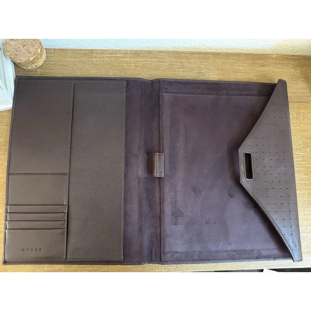 Vintage Cross Autocross Brown Leather Daily Agenda Portfolio Case Notepad
